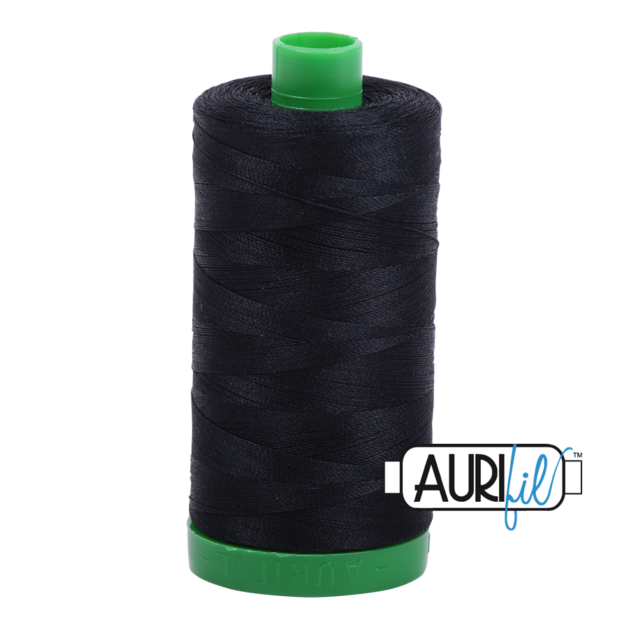 Aurifil 40wt Black Cotton Thread Large Spool 1422 Yards