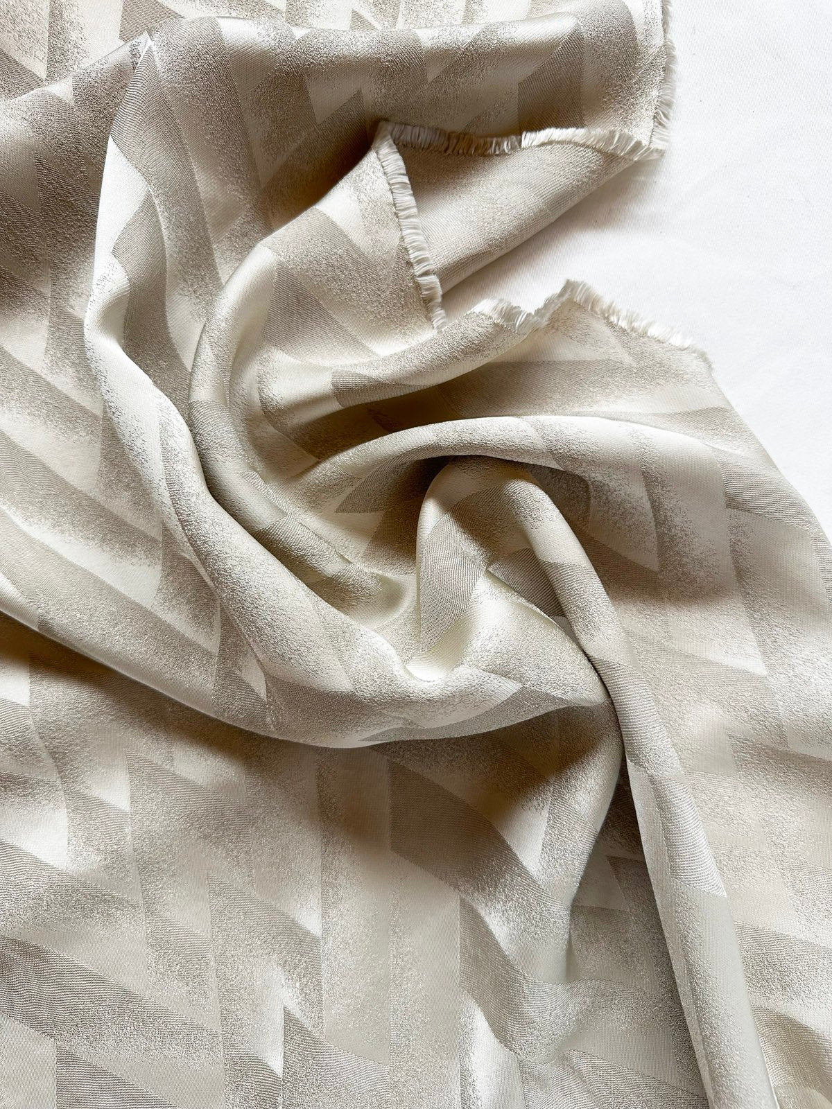 Antique Ivory Deco Jacquard Crepe - L'Etoffe Fabrics LLC