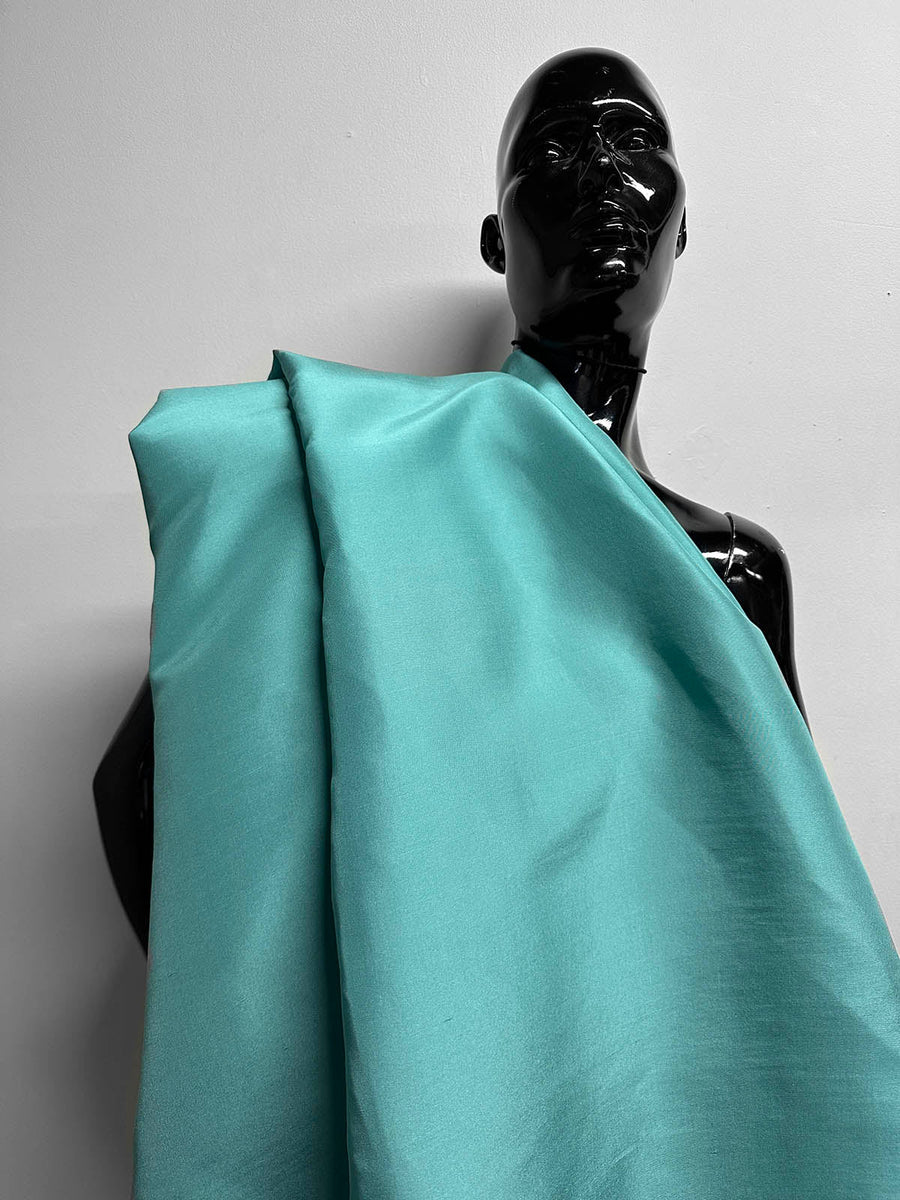 Aqua Linen Weave Silk - L'Etoffe Fabrics LLC
