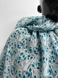 Aqua Silk Crepe Tulip Print - L'Etoffe Fabrics LLC