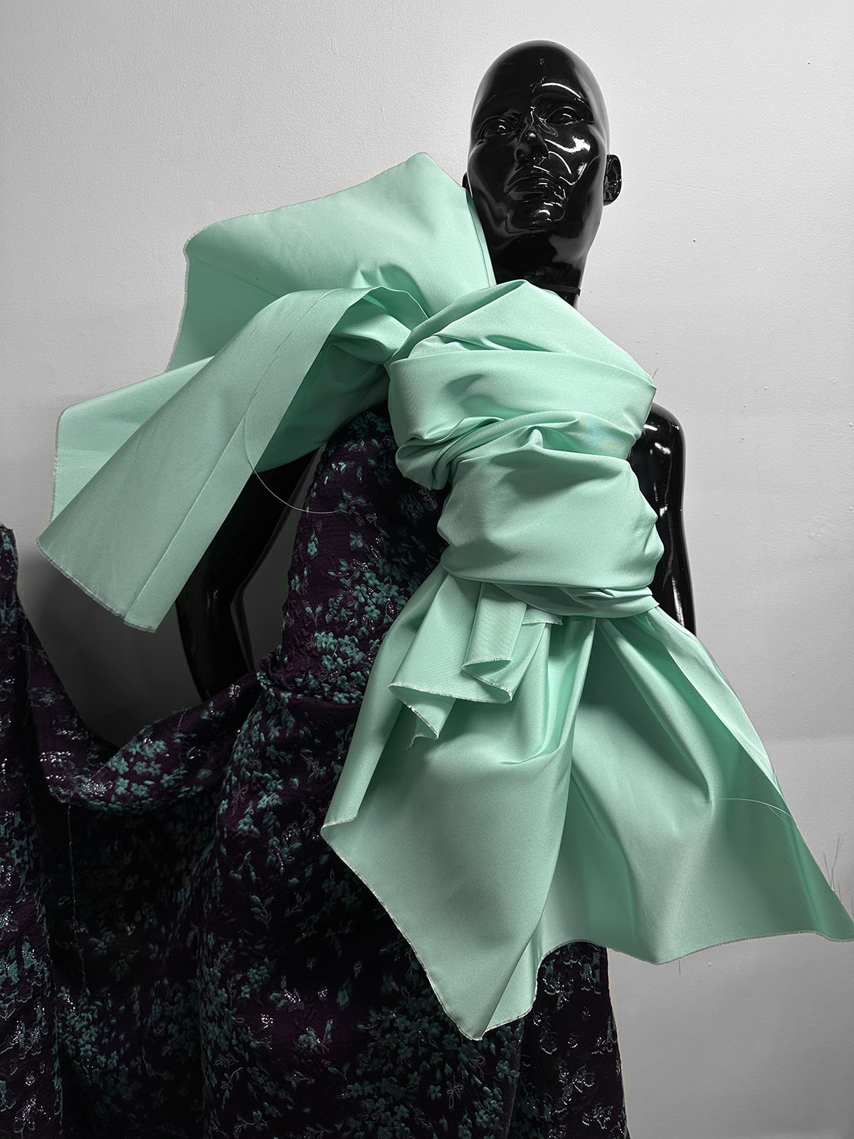 Aqua Silk Faille Remnants - L'Etoffe Fabrics LLC