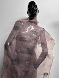 Artisanal Handprinted Silk Organza Mauve - L'Etoffe Fabrics LLC