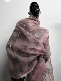 Artisanal Handprinted Silk Organza Mauve - L'Etoffe Fabrics LLC