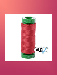 Aurifil 40 wt Dark Red Orange Thread 220 Yards - L'Etoffe Fabrics LLC