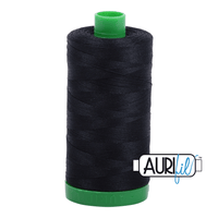 Aurifil 40wt Black Cotton Thread Large Spool 1422 Yards - L'Etoffe Fabrics LLC