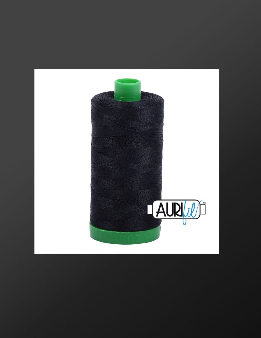 Aurifil 40wt Black Cotton Thread Large Spool 1422 Yards - L'Etoffe Fabrics LLC