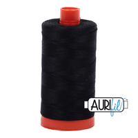 Aurifil 50 wt Black Cotton Thread Large Spool 1422 Yards - L'Etoffe Fabrics LLC