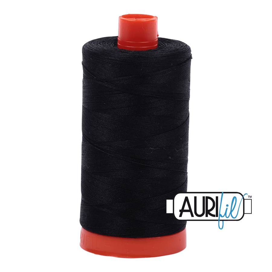 Aurifil 50 wt Black Cotton Thread Large Spool 1422 Yards - L'Etoffe Fabrics LLC
