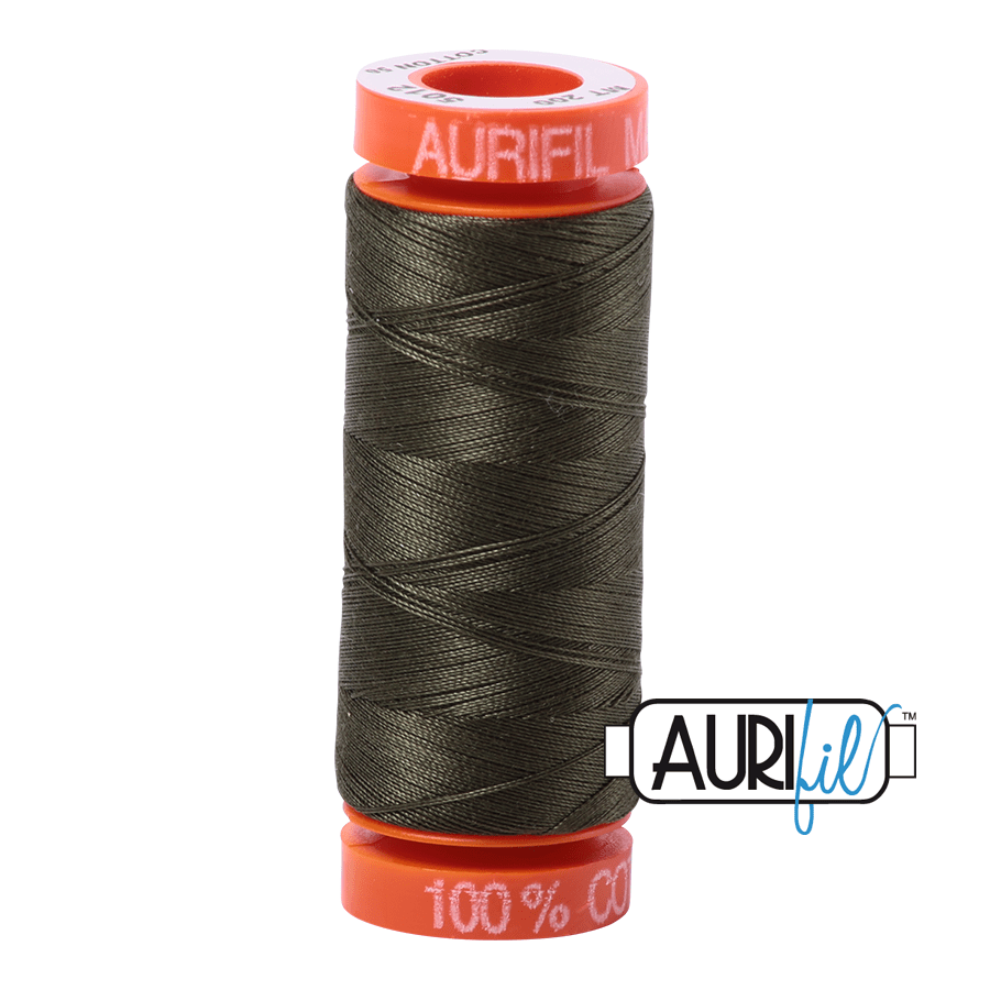 Aurifil 50 wt Dark Olive Cotton Thread 220 Yards - L'Etoffe Fabrics LLC