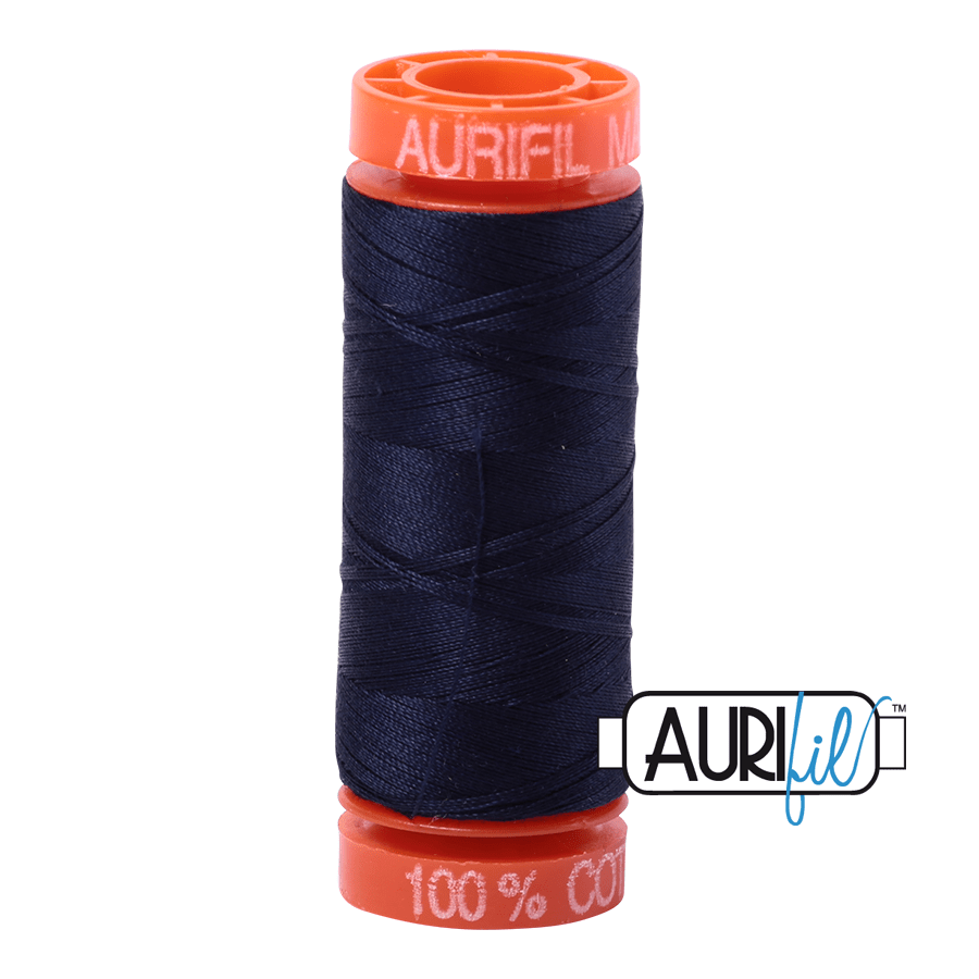 Aurifil 50 wt Very Dark Navy Thread 220 Yards - L'Etoffe Fabrics LLC