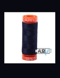 Aurifil 50 wt Very Dark Navy Thread 220 Yards - L'Etoffe Fabrics LLC