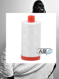 Aurifil 50wt Bright White Cotton Thread Large Spool 1422 Yards - L'Etoffe Fabrics LLC
