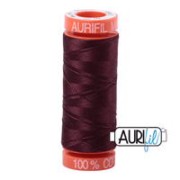 Aurifil 50wt Dark Wine Mako Cotton Thread 220 Yards - L'Etoffe Fabrics LLC