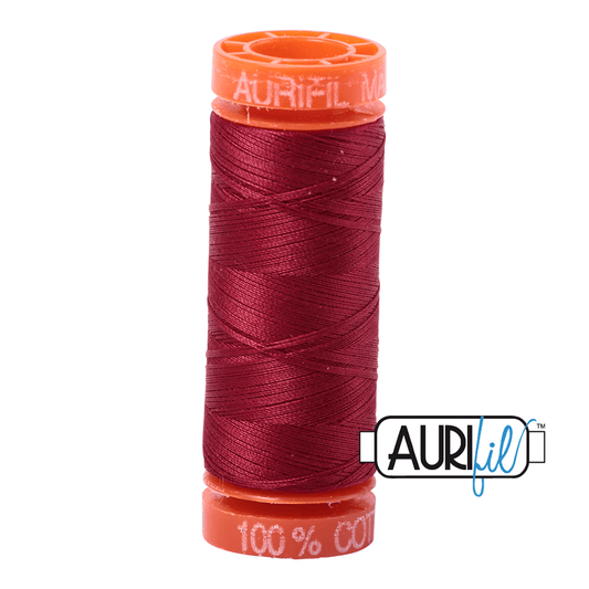 Aurifil Crimson 50wt Mako Cotton Thread 220 Yards - L'Etoffe Fabrics LLC