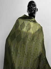 Aztec Melange Satin Jacquard - Olive - L'Etoffe Fabrics LLC