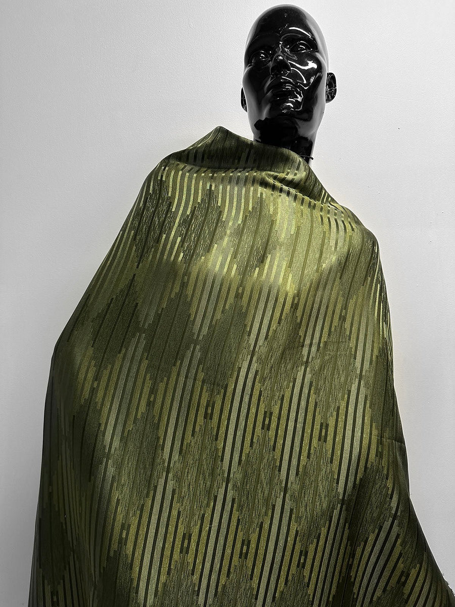 Aztec Melange Satin Jacquard - Olive - L'Etoffe Fabrics LLC
