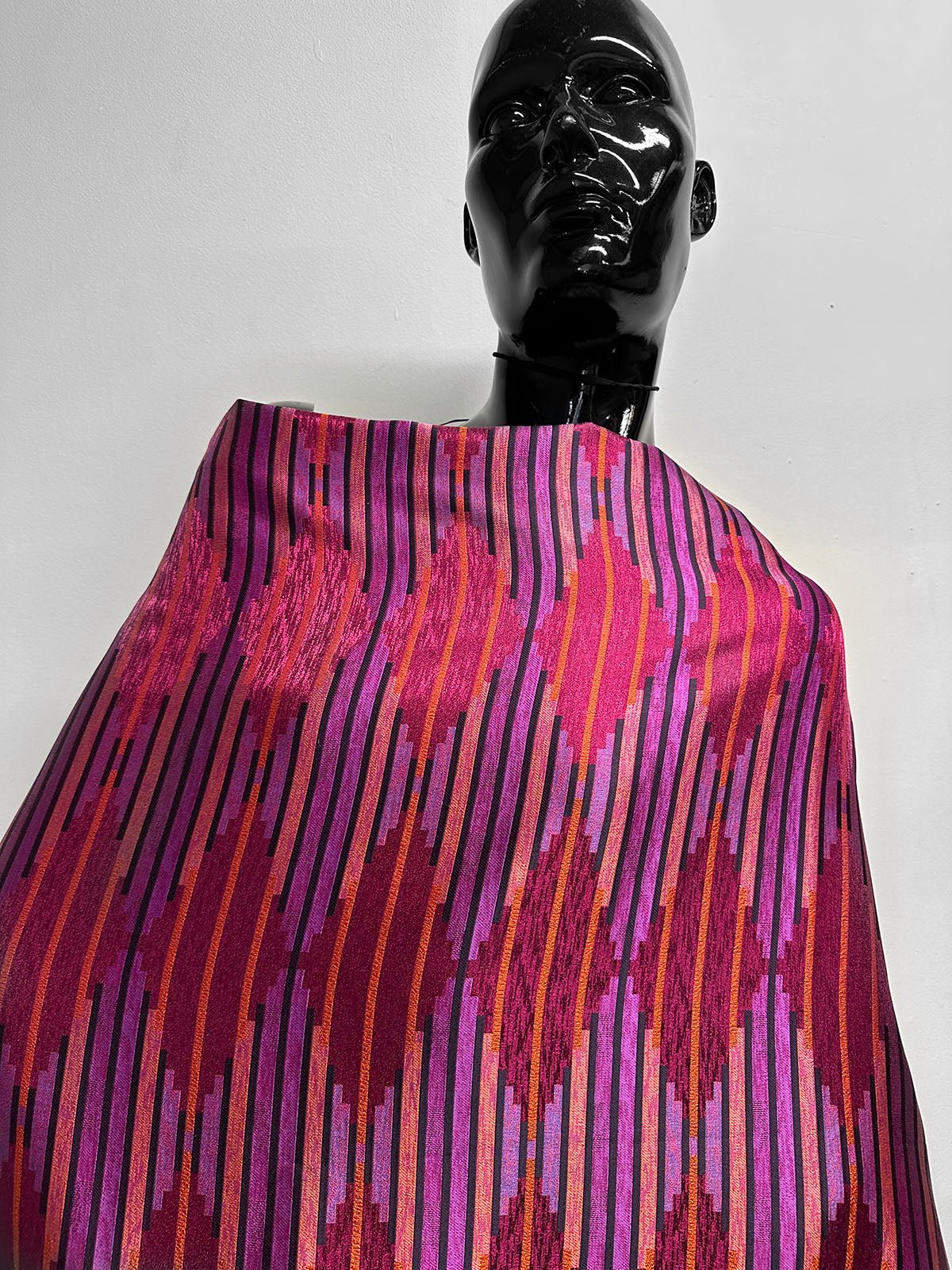 Aztec Satin Striped Jacquard - Fuschia - L'Etoffe Fabrics LLC