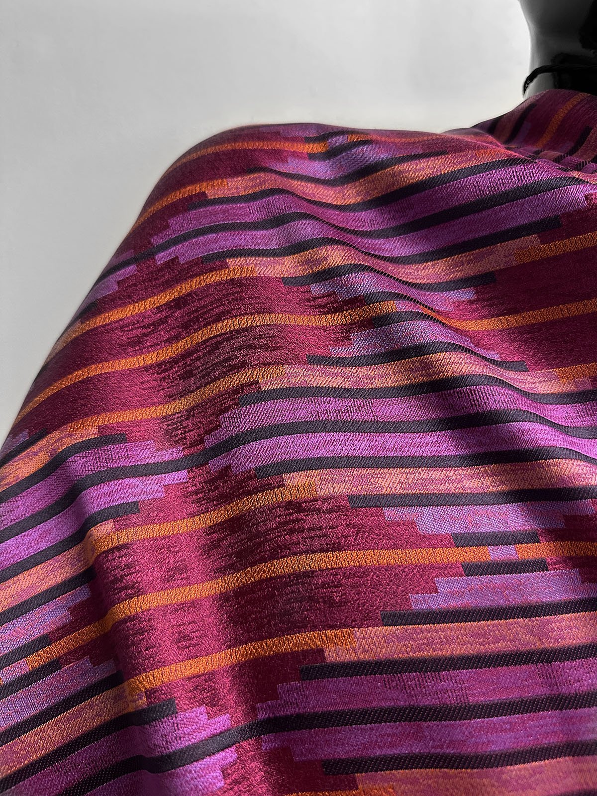 Aztec Satin Striped Jacquard - Fuschia - L'Etoffe Fabrics LLC