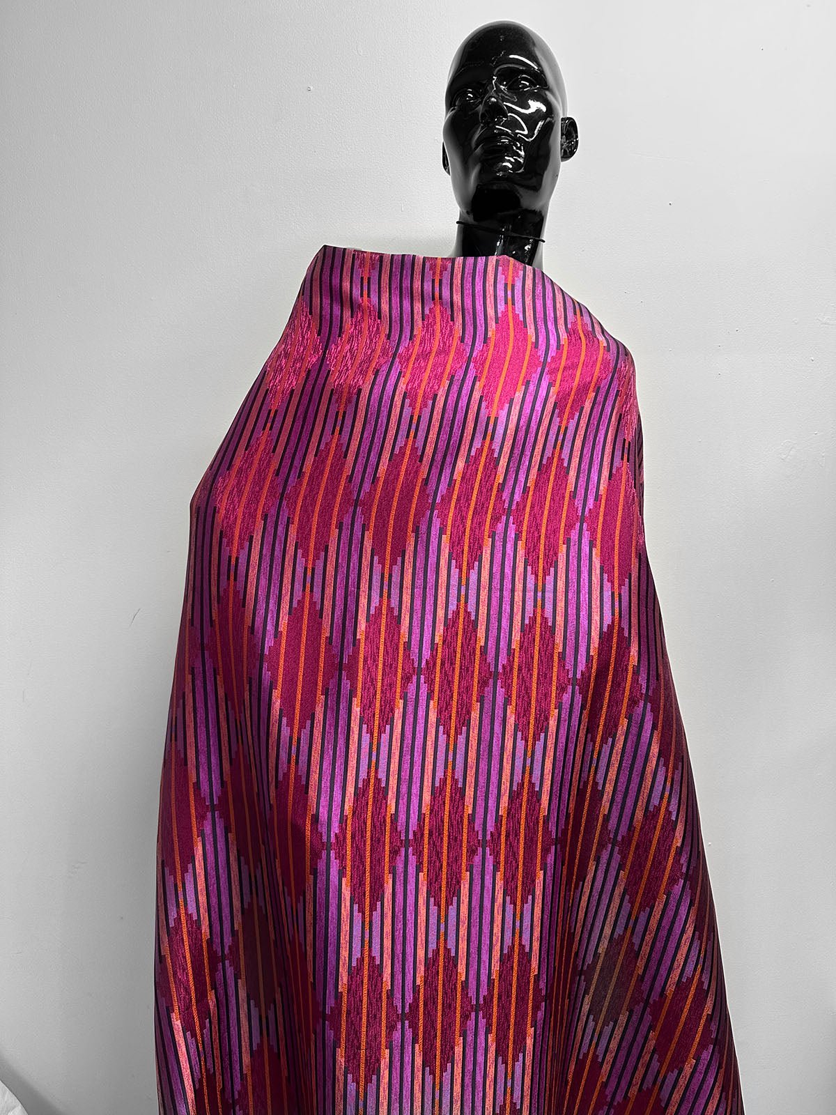 Aztec Satin Striped Jacquard - Fuschia - L'Etoffe Fabrics LLC
