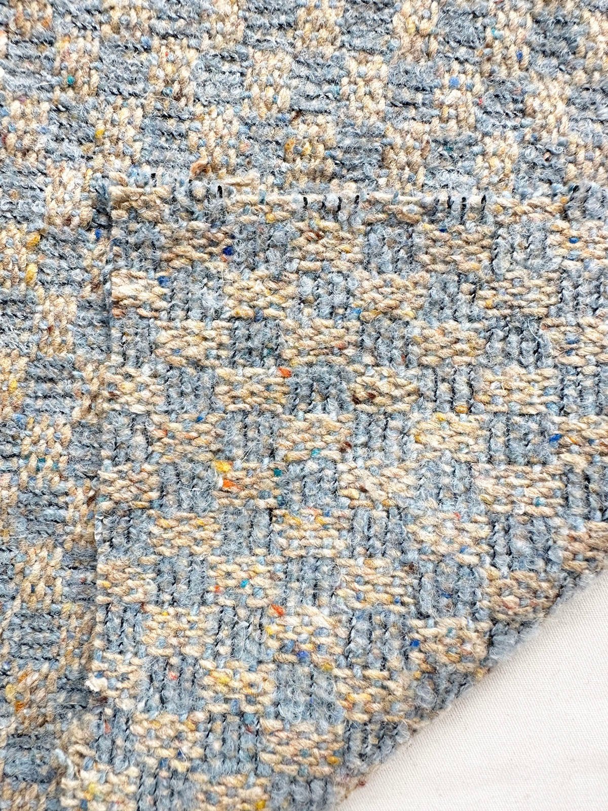 Baby Blue Flecked Checkerboard Wool - L'Etoffe Fabrics LLC