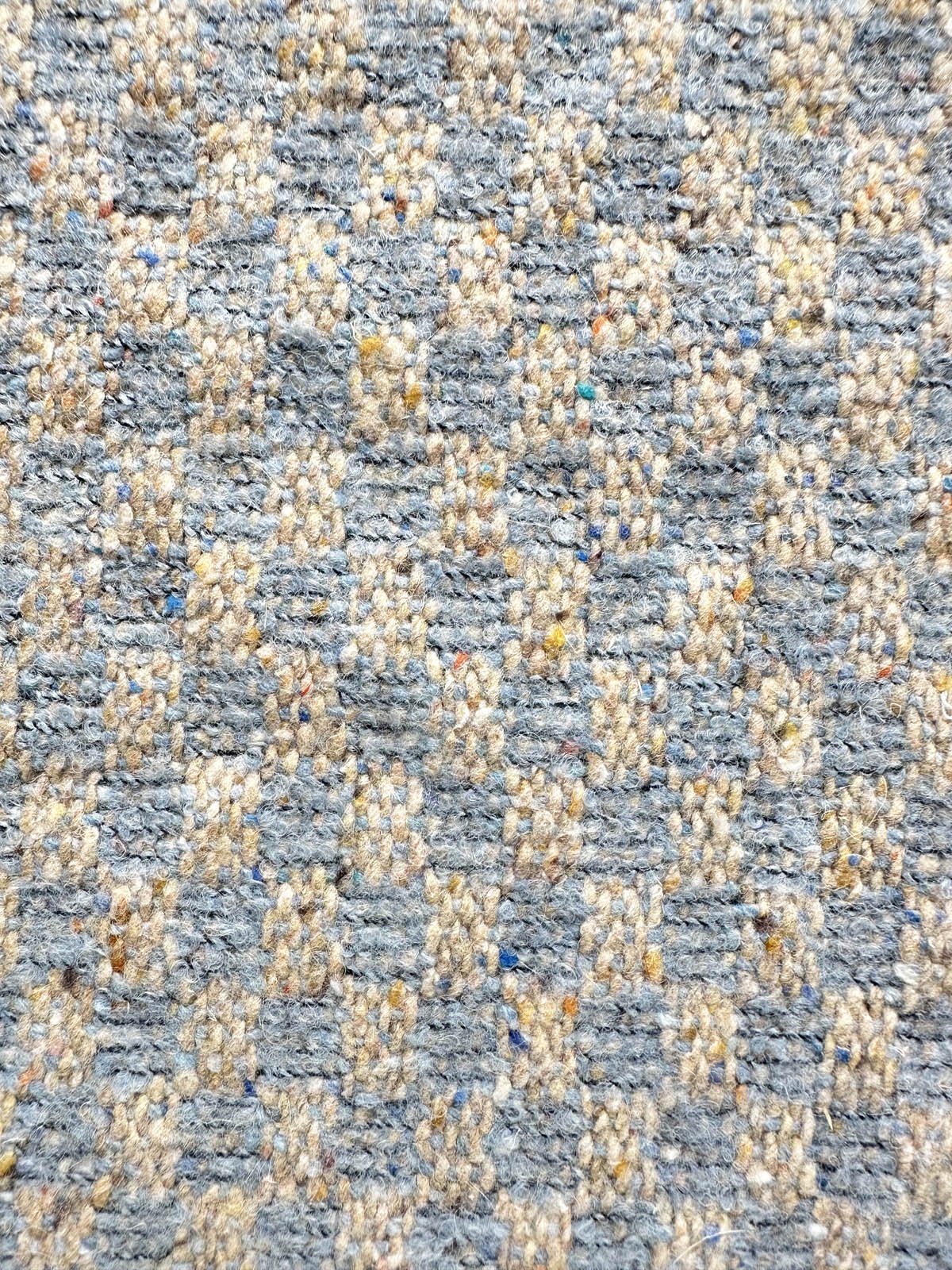 Baby Blue Flecked Checkerboard Wool - L'Etoffe Fabrics LLC