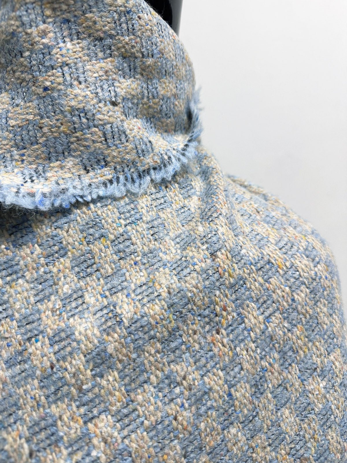 Baby Blue Flecked Checkerboard Wool - L'Etoffe Fabrics LLC