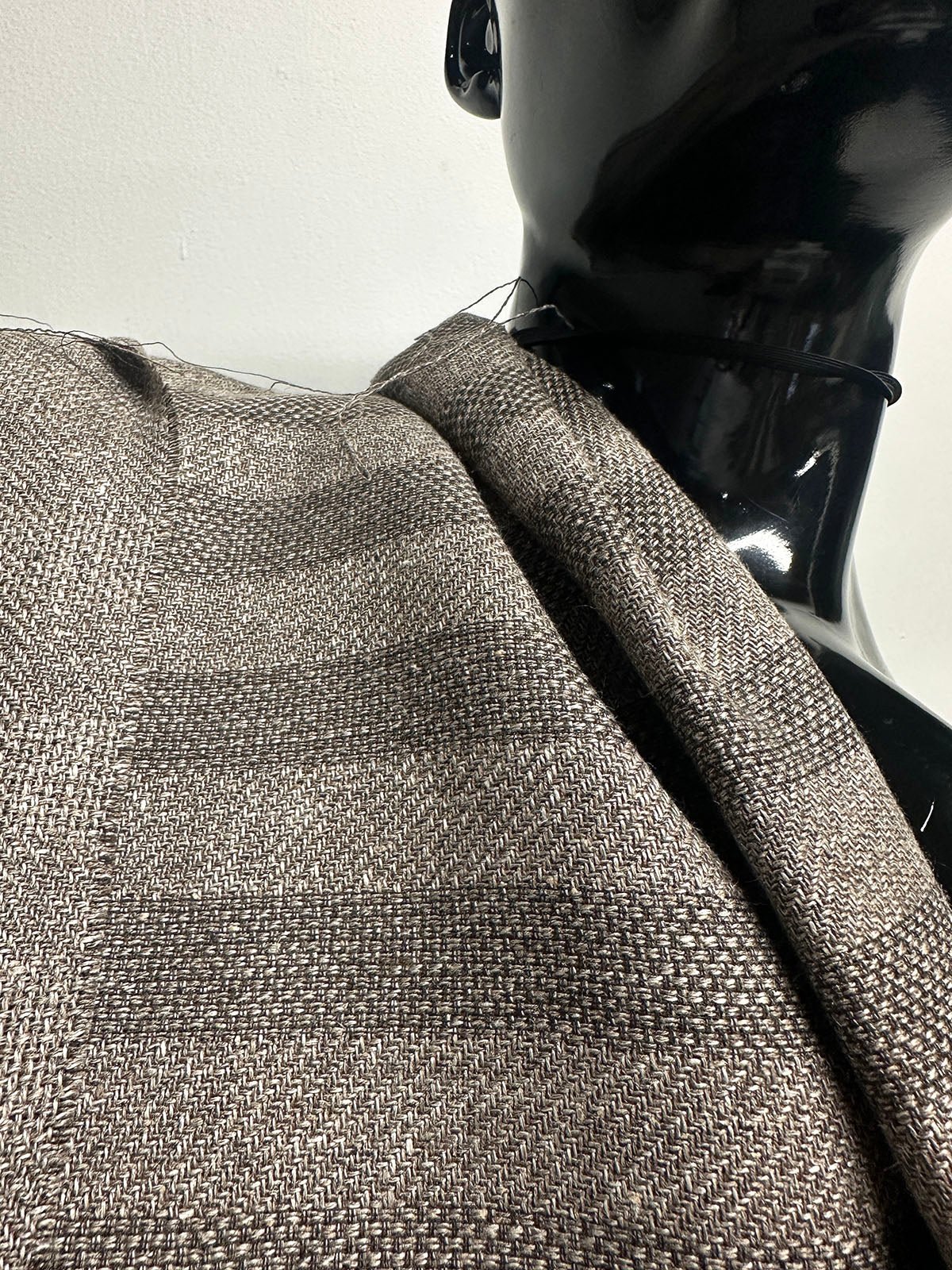 BC Chambray Linen Textured Weave Stripe Brown S8 - L'Etoffe Fabrics LLC