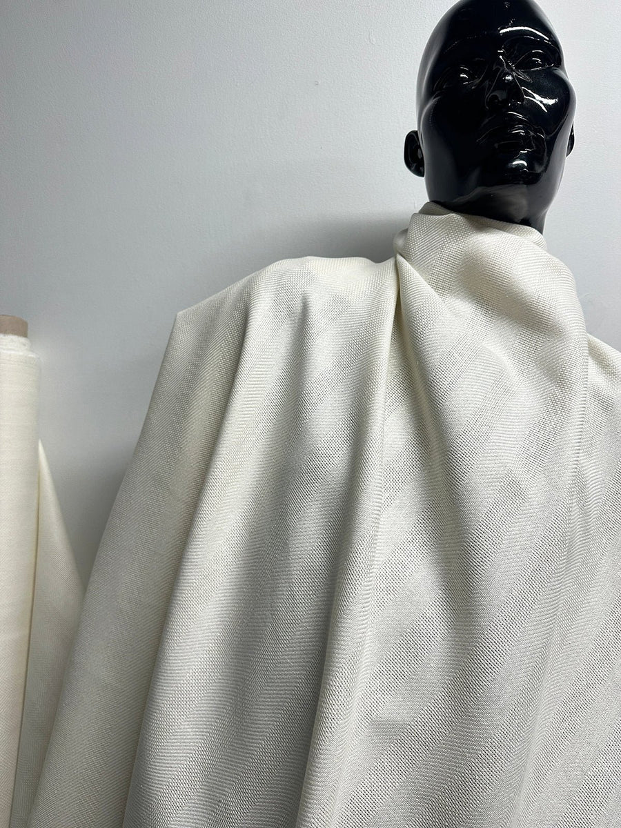 BC Chambray Linen Textured Weave Stripe - Ivory - L'Etoffe Fabrics LLC