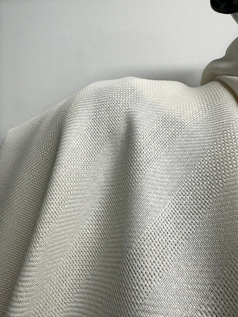 BC Chambray Linen Textured Weave Stripe - Ivory - L'Etoffe Fabrics LLC