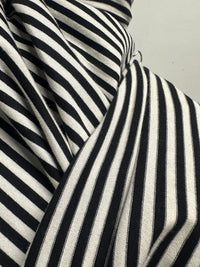BC Ivory Black Striped Cotton Tee Jersey - L'Etoffe Fabrics LLC