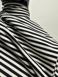 BC Ivory Black Striped Cotton Tee Jersey - L'Etoffe Fabrics LLC