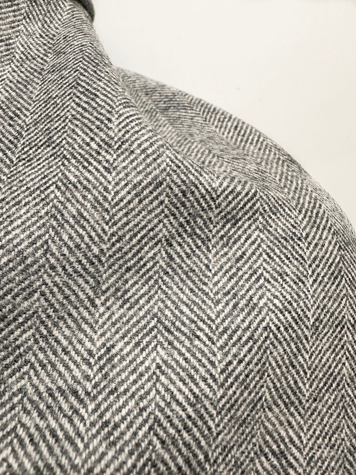 BC Luxury Light Grey Herringbone Woolen S49 - L'Etoffe Fabrics LLC