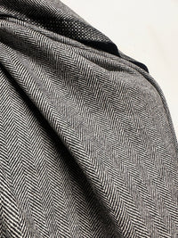 BC Luxury Soft Herringbone Suiting Black White S53 - L'Etoffe Fabrics LLC