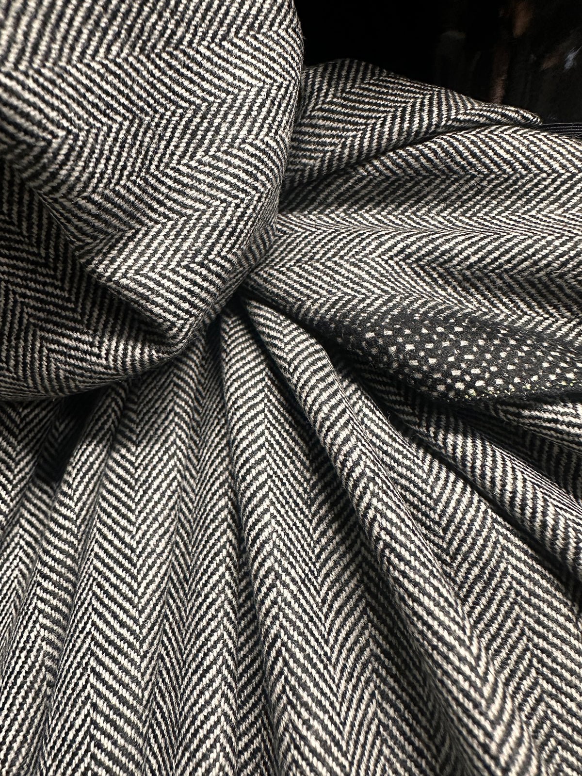 BC Luxury Soft Herringbone Suiting Black White S53 - L'Etoffe Fabrics LLC
