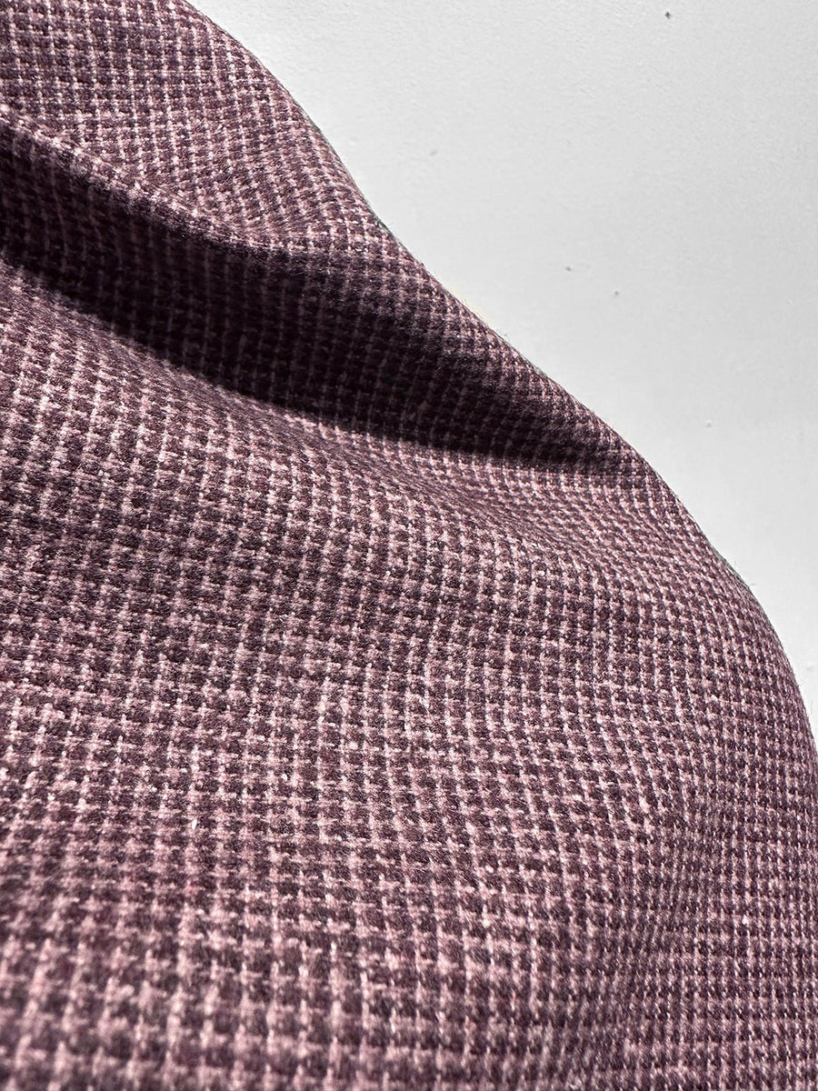 BC Luxury Wine Flannel Houndstooth Suiting - L'Etoffe Fabrics LLC