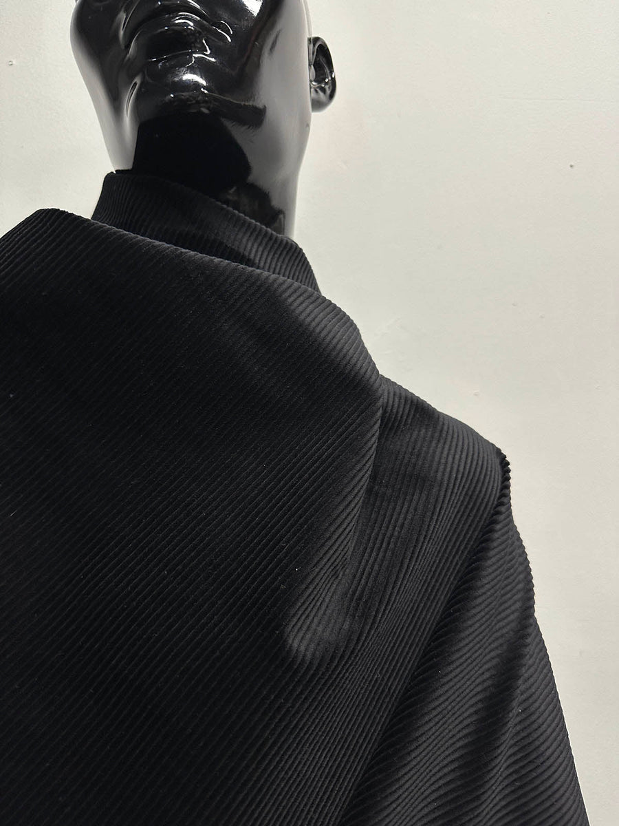 BC Sample Cut Corduroy Glossy Black Wide Wale - L'Etoffe Fabrics LLC