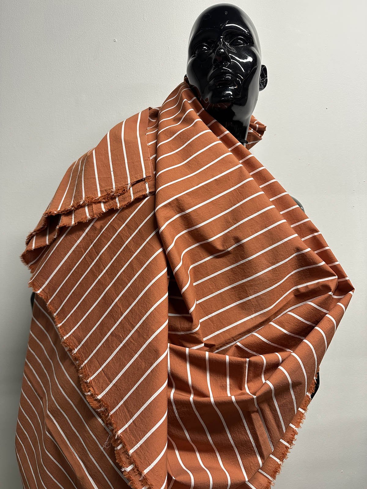 BC Sample Stripe Pumpkin Laundered Shirt/Dress Cotton - L'Etoffe Fabrics LLC