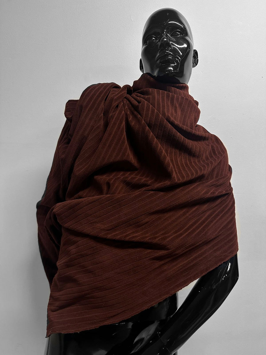 BC Thick Cotton Pinstripe Velveteen Knit Brown - L'Etoffe Fabrics LLC
