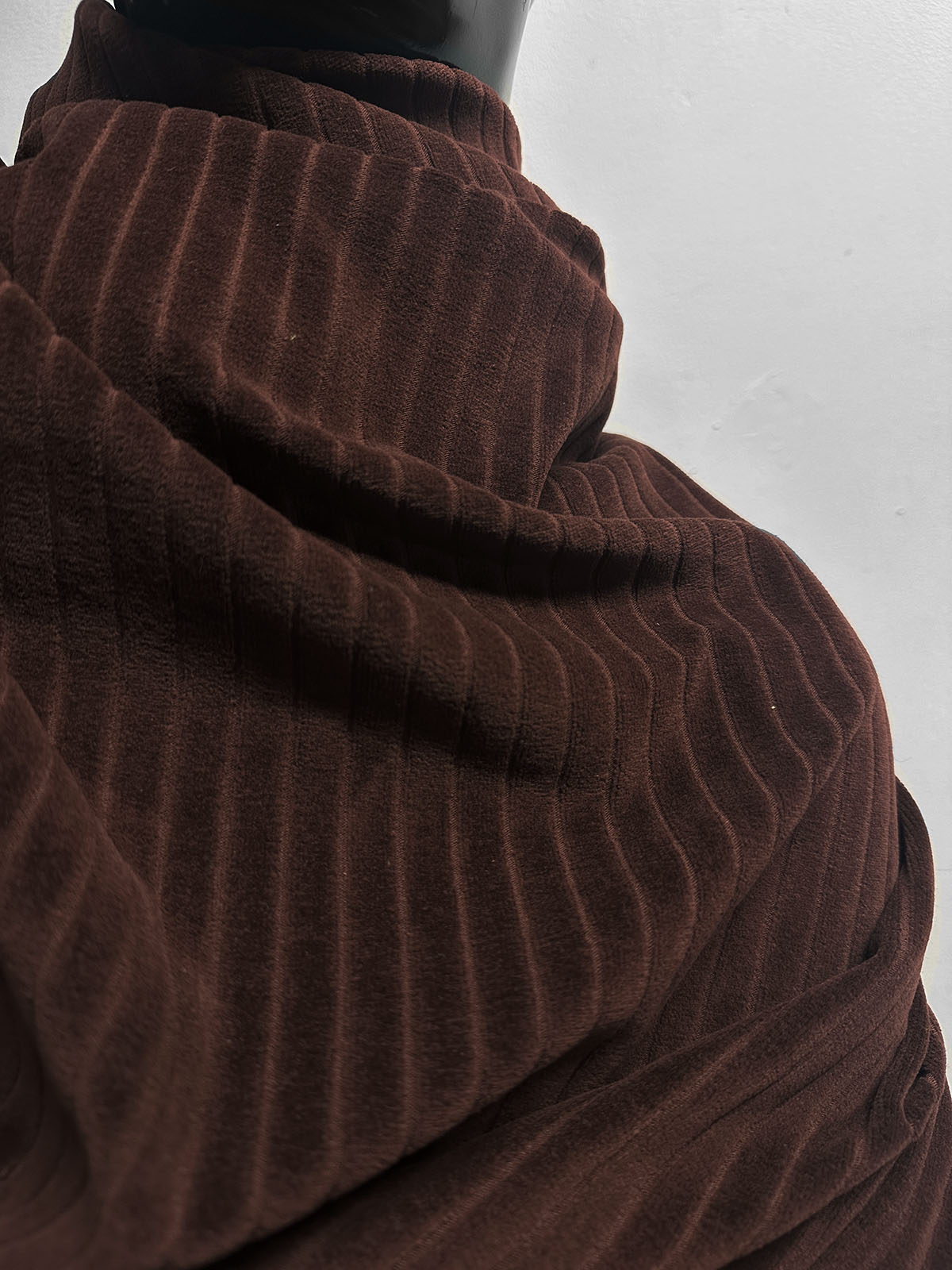 BC Thick Cotton Pinstripe Velveteen Knit Brown - L'Etoffe Fabrics LLC