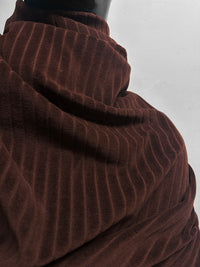 BC Thick Cotton Pinstripe Velveteen Knit Brown - L'Etoffe Fabrics LLC