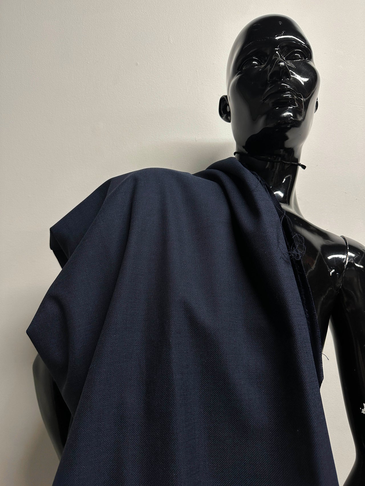 2 1/3 Yards BC Indigo Blue Linen Wool Summer Wrap Diagonal Weave -2