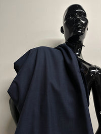 2 1/3 Yards BC Indigo Blue Linen Wool Summer Wrap Diagonal Weave -2