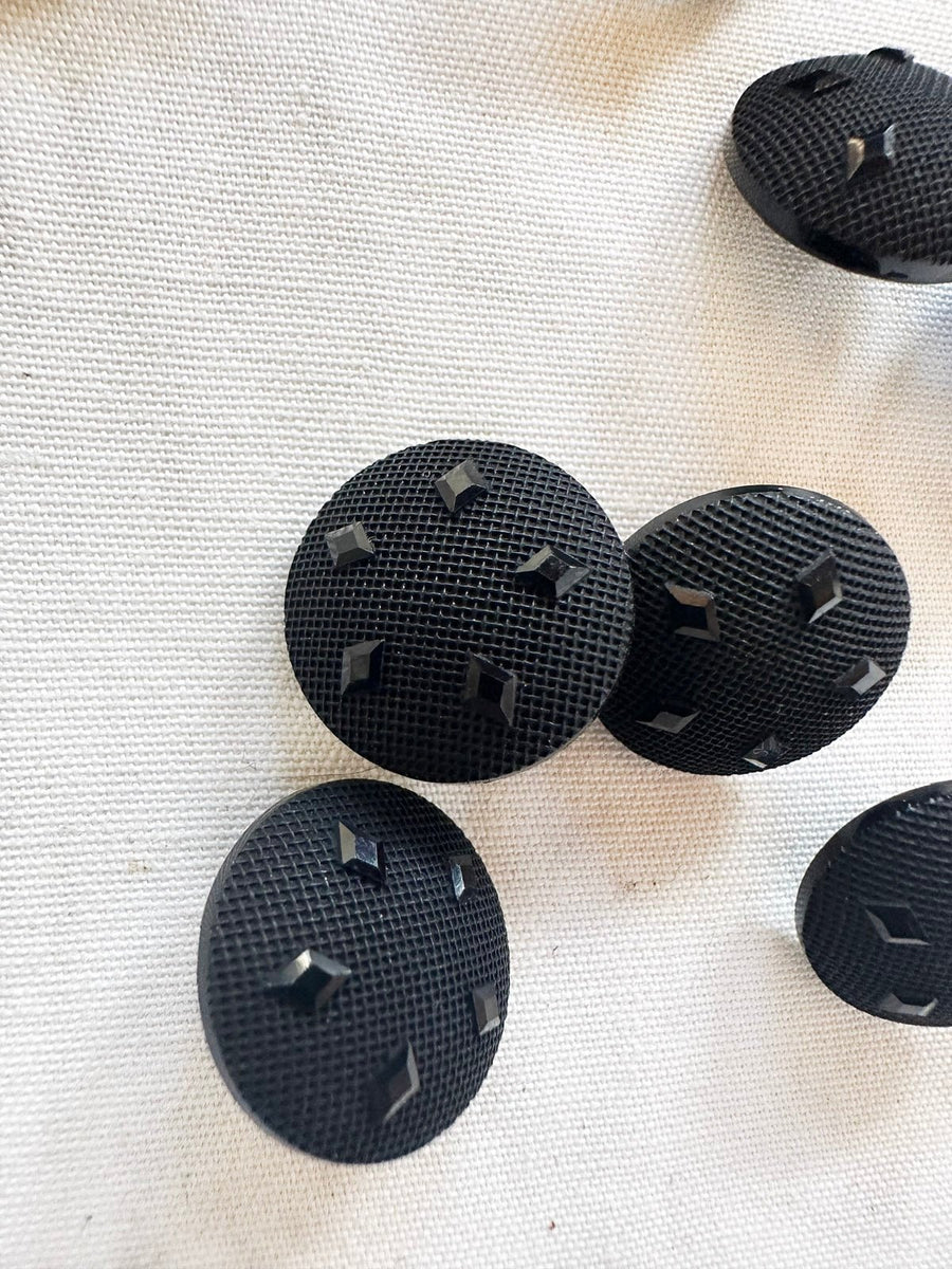 Bigger Size! Black Diamond Shank Back Buttons Per Pair - L'Etoffe Fabrics LLC