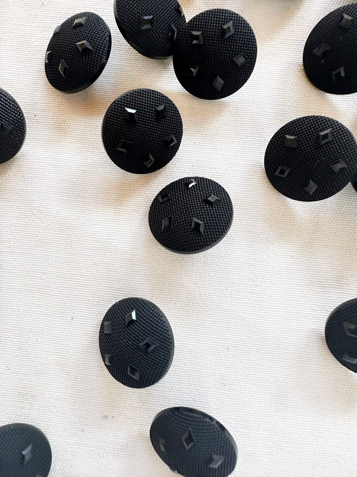 Bigger Size! Black Diamond Shank Back Buttons Per Pair - L'Etoffe Fabrics LLC