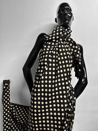 Black Beige Polka Dot Silk Crepe De Chine - L'Etoffe Fabrics LLC