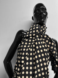 Black Beige Polka Dot Silk Crepe De Chine - L'Etoffe Fabrics LLC