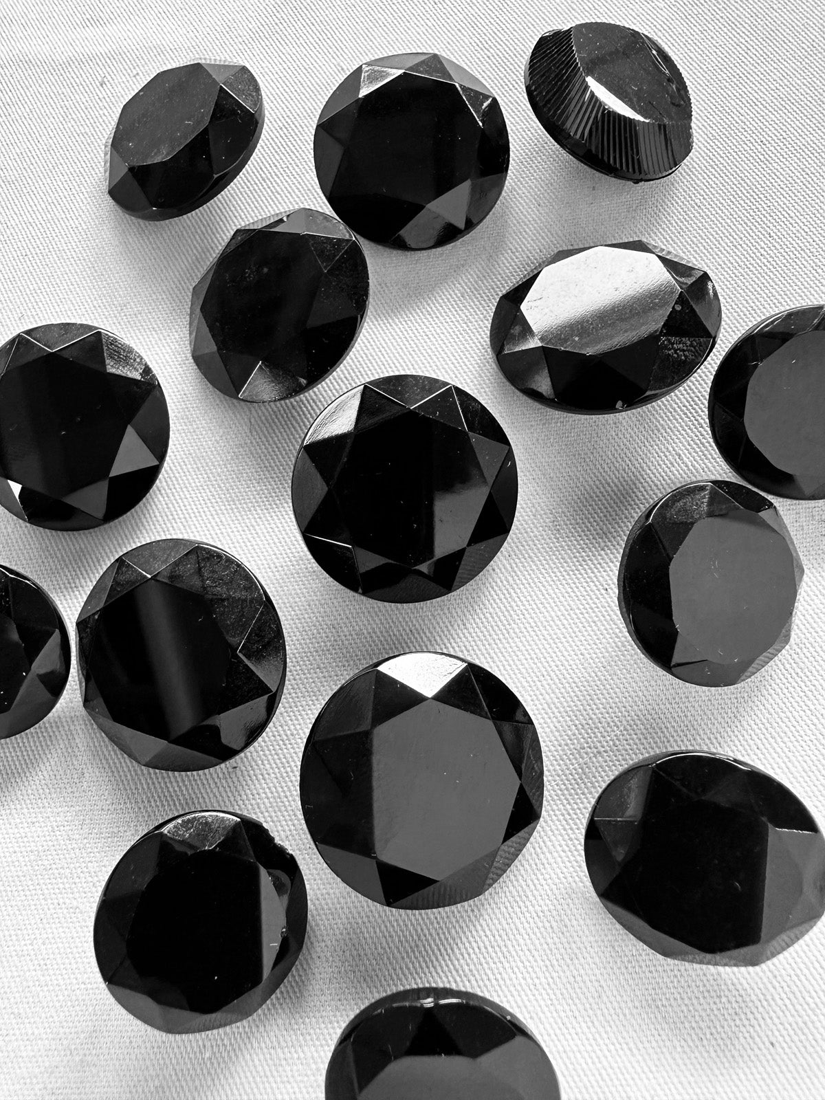 Black Cut Glass Designer Buttons - L'Etoffe Fabrics LLC