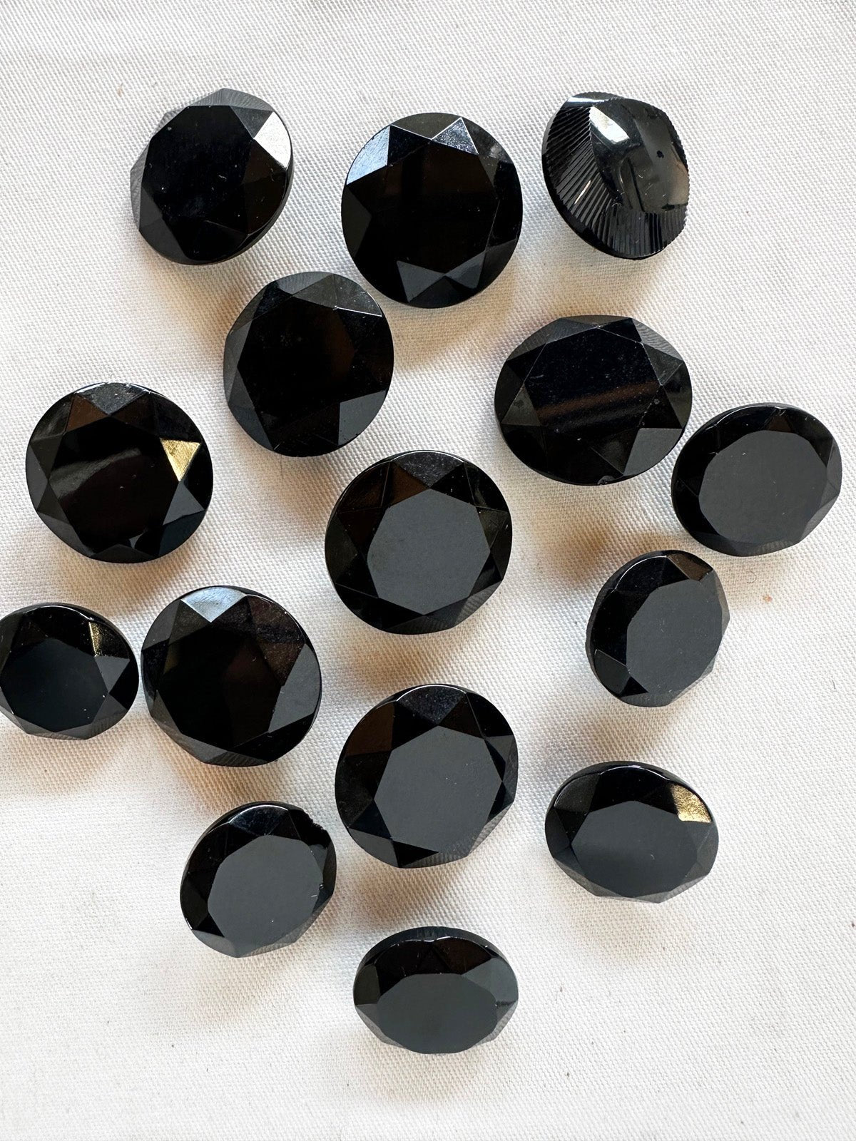 Black Cut Glass Designer Buttons - L'Etoffe Fabrics LLC