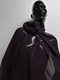 Black Hot Pink Polka Dot Silk Chiffon - L'Etoffe Fabrics LLC