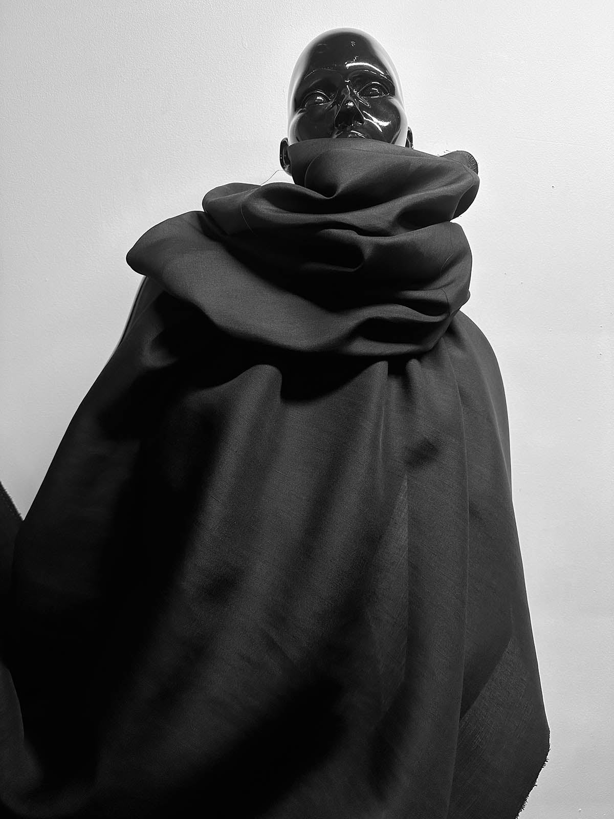 Black Linen Weave Silk - L'Etoffe Fabrics LLC